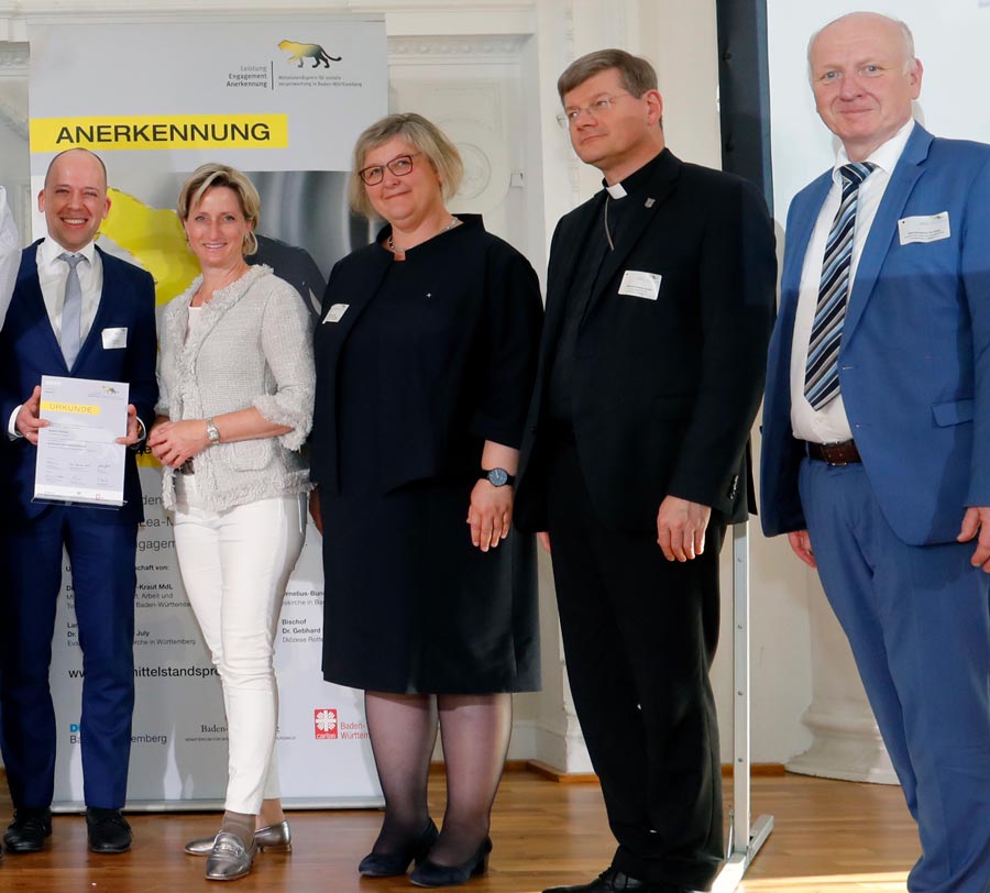 Auszeichnung als beispielhaftes Unternehmen im Rahmen des LEA-Mittelstandspreises vom Land Baden-Württemberg